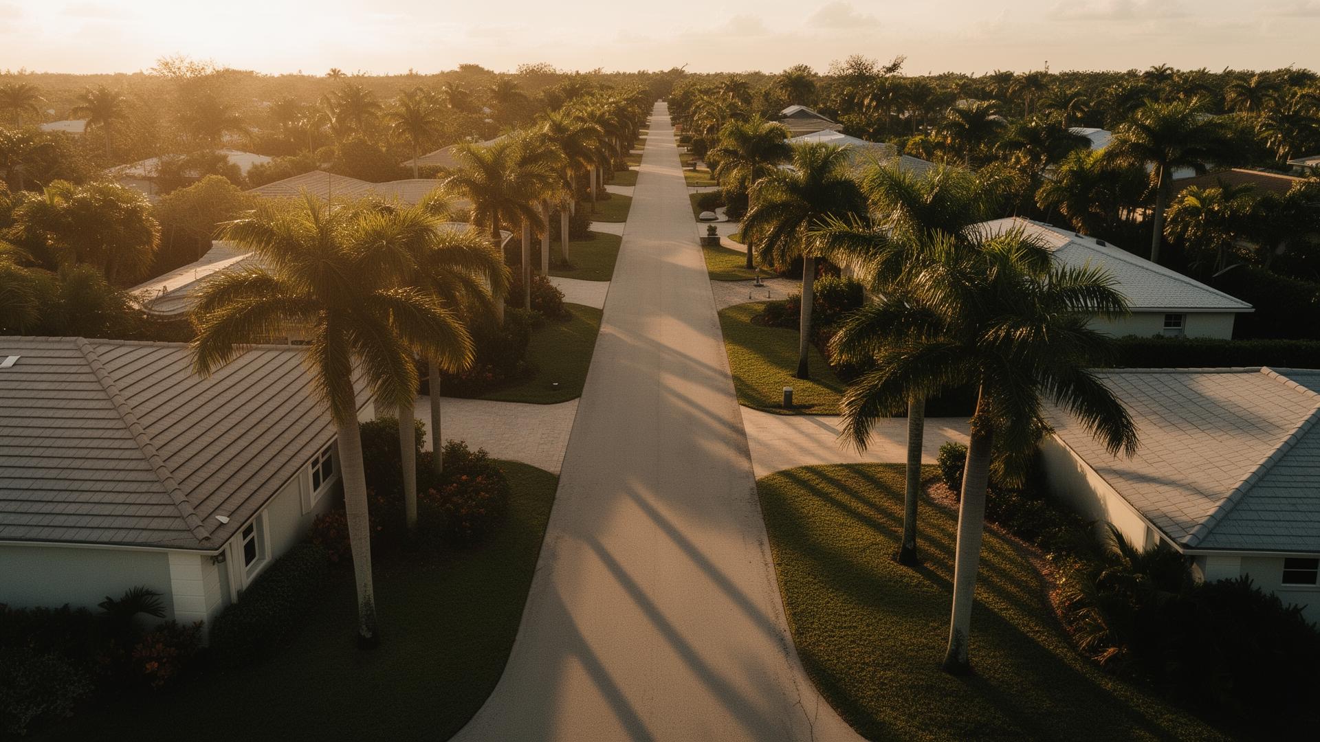 South Florida neighborhood at golden hour