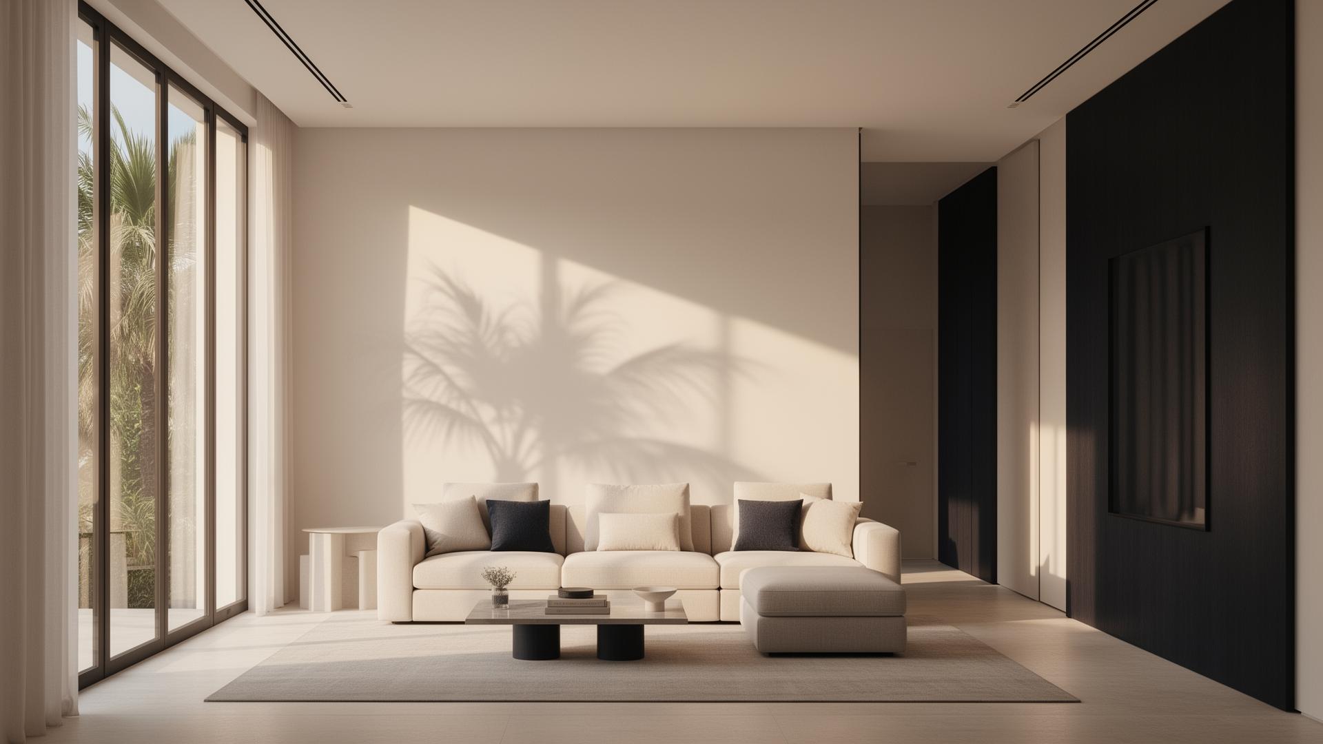 Calm, sunlit modern South Florida living room